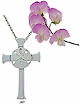 The Sand Dollar Cross in sterling silver.