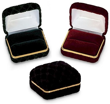 Quilted velvet ring boxes.